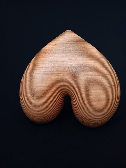 Laminated wood sculpture.